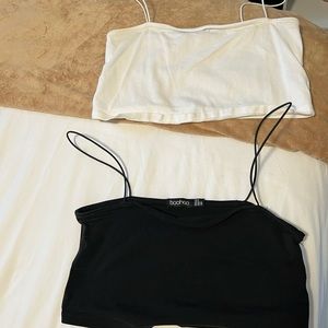Basic Boohoo crop tops black and white
